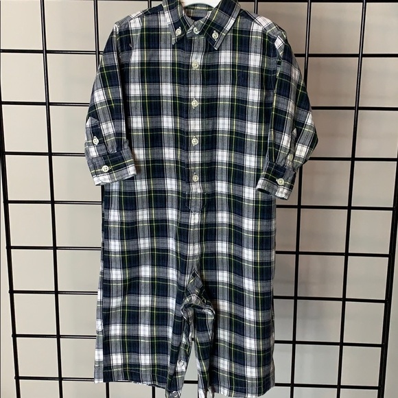 RALPH LAUREN Plaid Coverall, EC Boy 12M - Picture 2 of 6